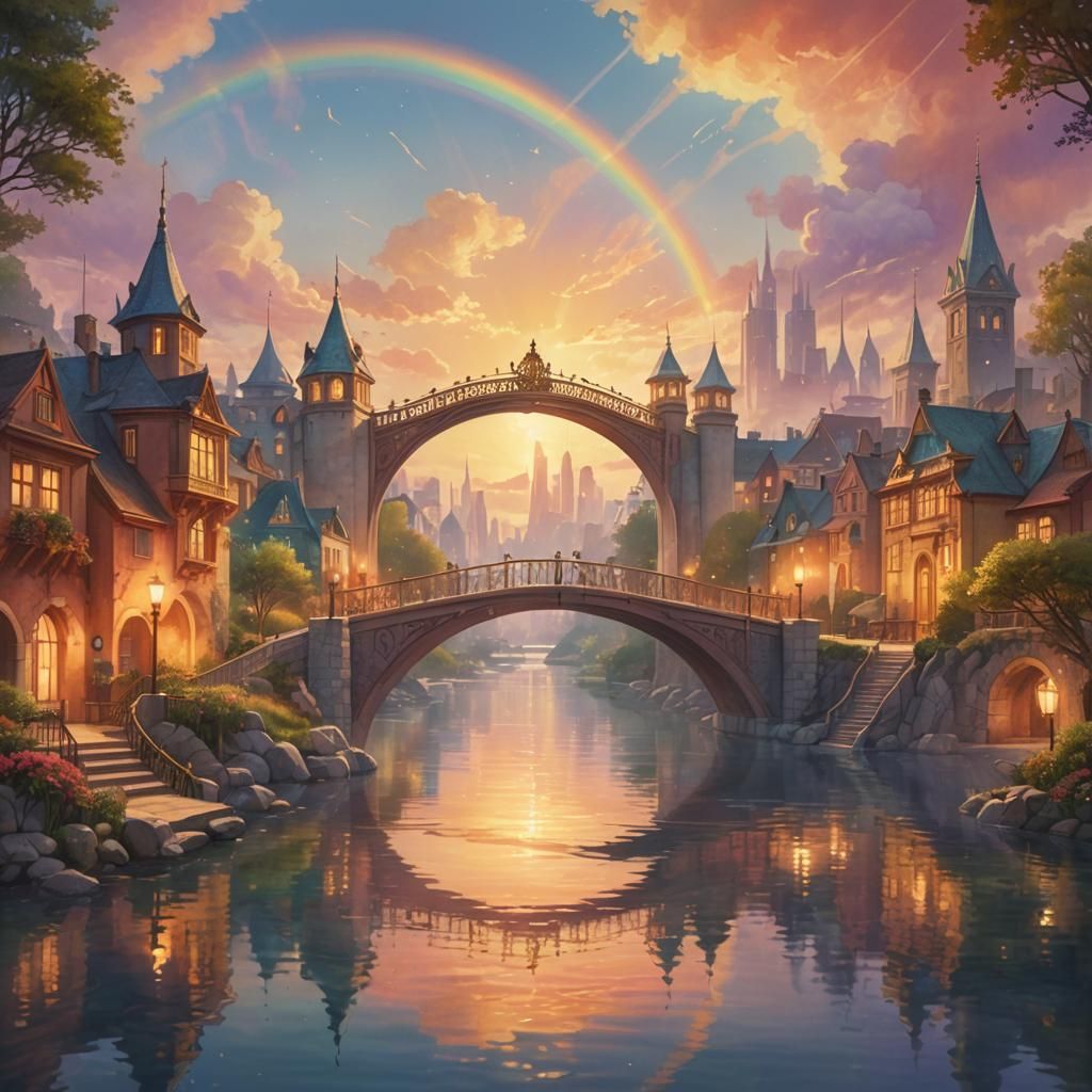 Fantasy Rainbow Bridge at Golden Hour