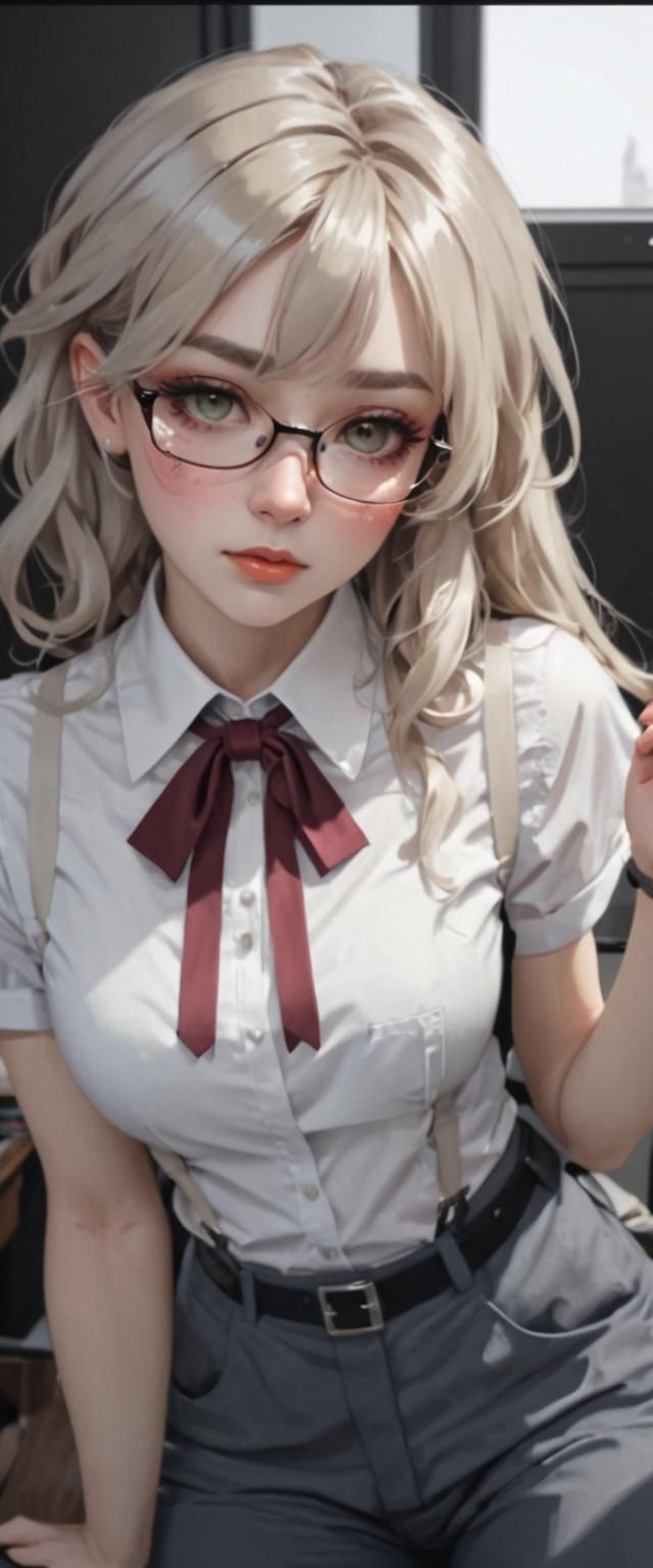 Nerdy Girl Portrait in Hyperdetailed Digital Art Style