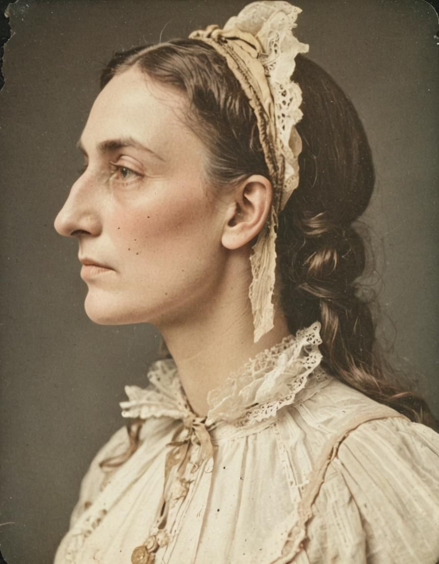 Victorian Woman Portrait in Polaroid Style