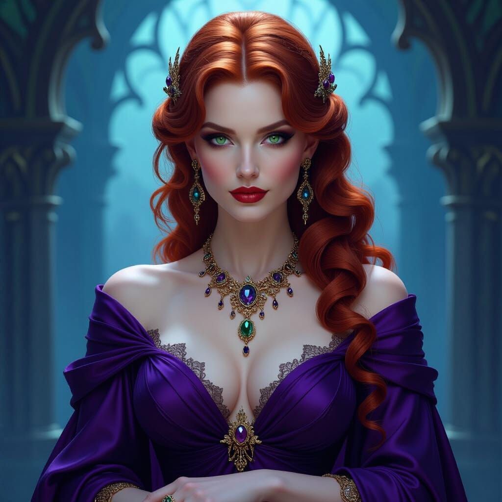 Elegant Baroness in Dark Fantasy Style
