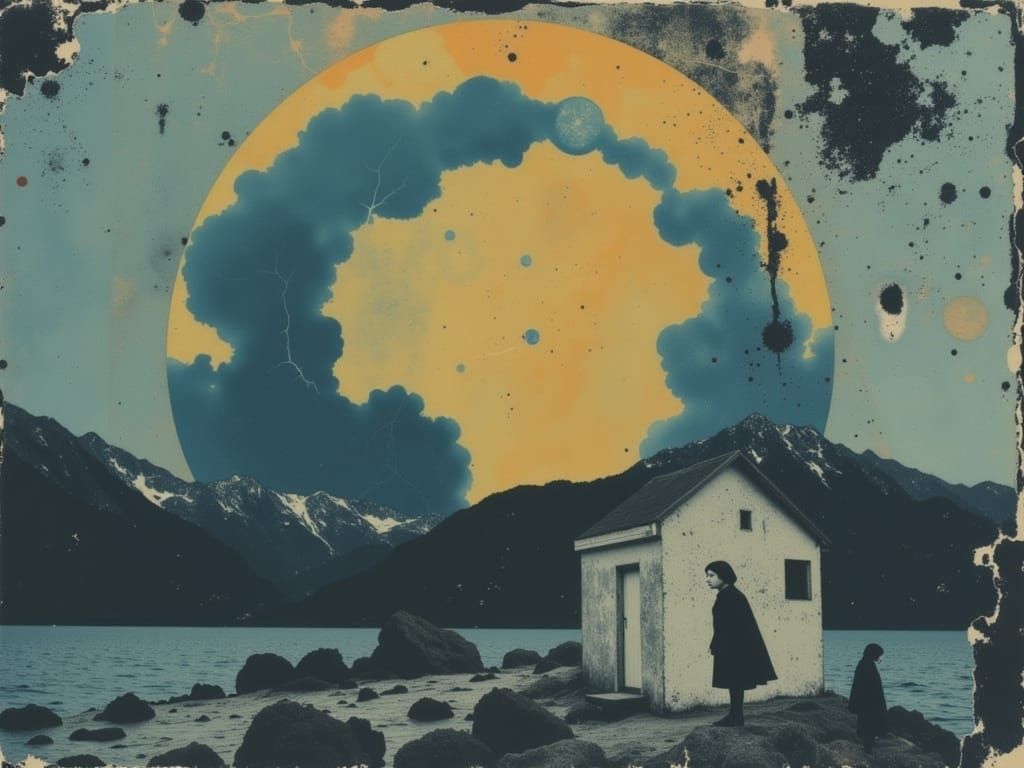 Abstract Landscape with Lightning Strikes and Geothermal Plu...