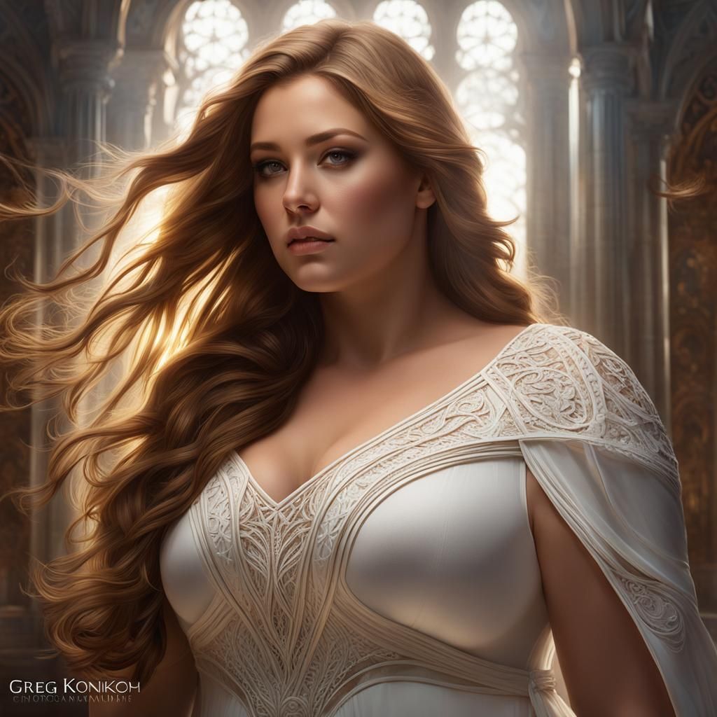 Voluptuous Woman Portrait in Hyperdetailed Matte Photography