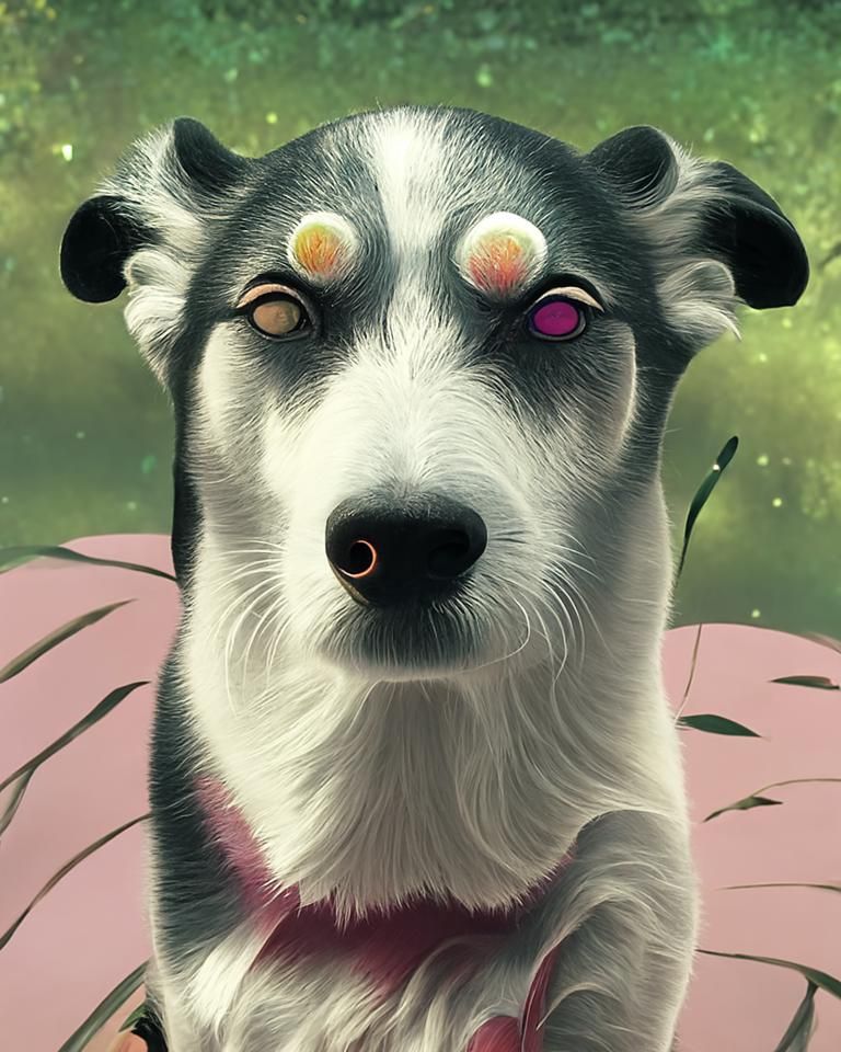 Psychedelic Dog Explosion in Ukiyo-e Style