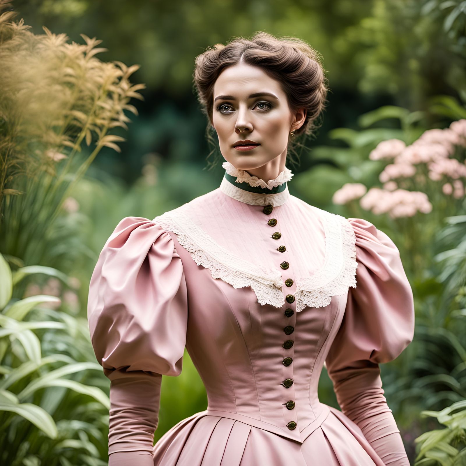Victorian Woman in Botanic Garden Portrait