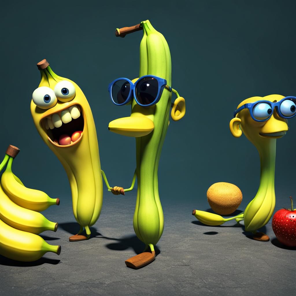 Pixar Style 3D Blind Banana Character