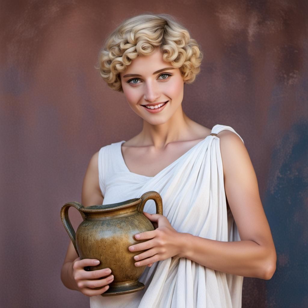 Ancient Greek Lady-in-Waiting with Vase