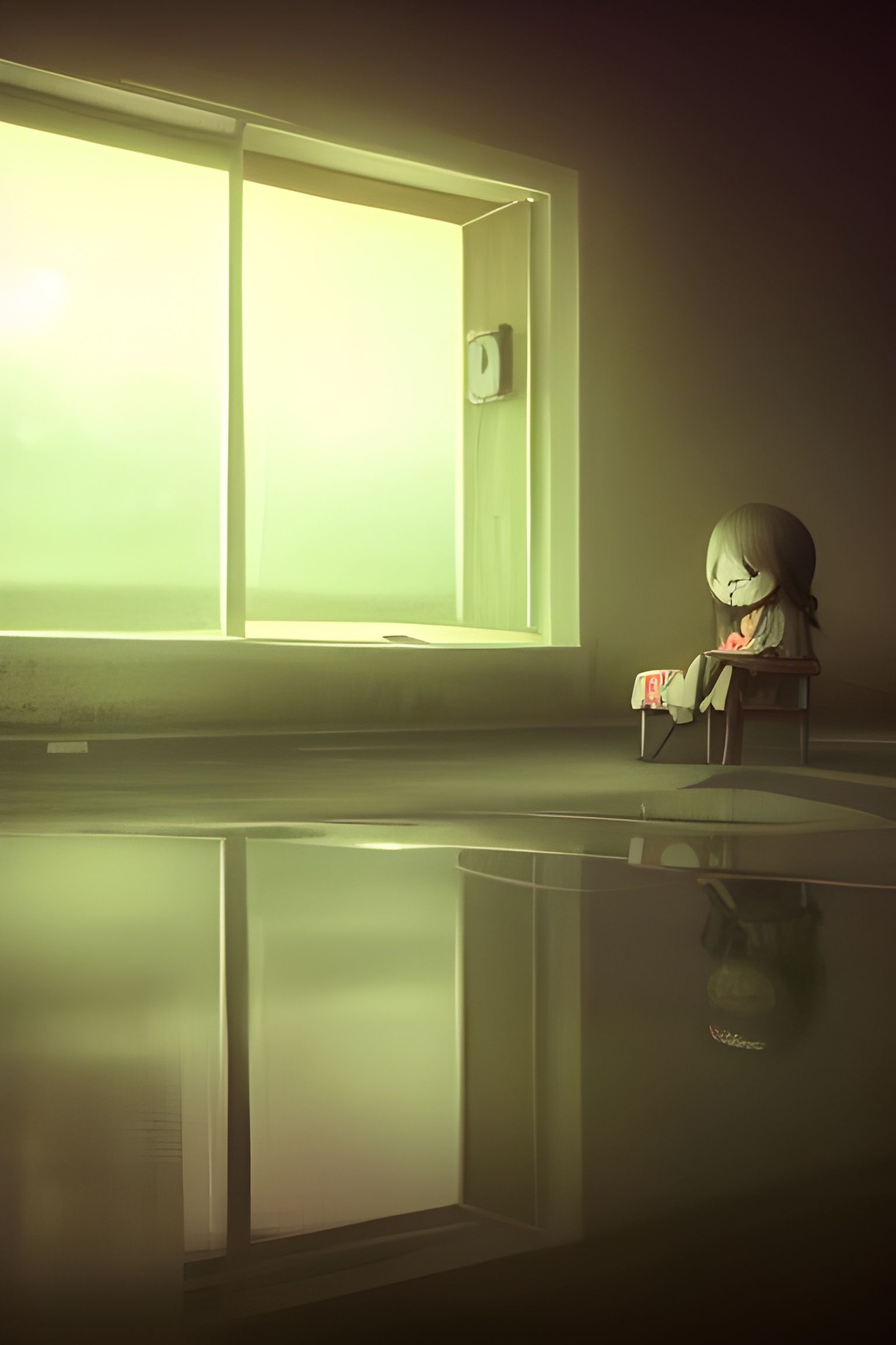 Dramatic Orphanage Concept Art with Nightlight Effect