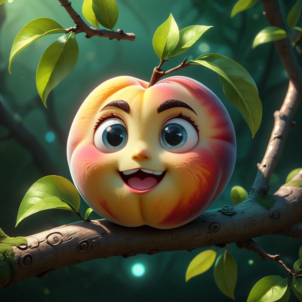 Surreal Peach in a Dreamy, Vibrant Atmosphere