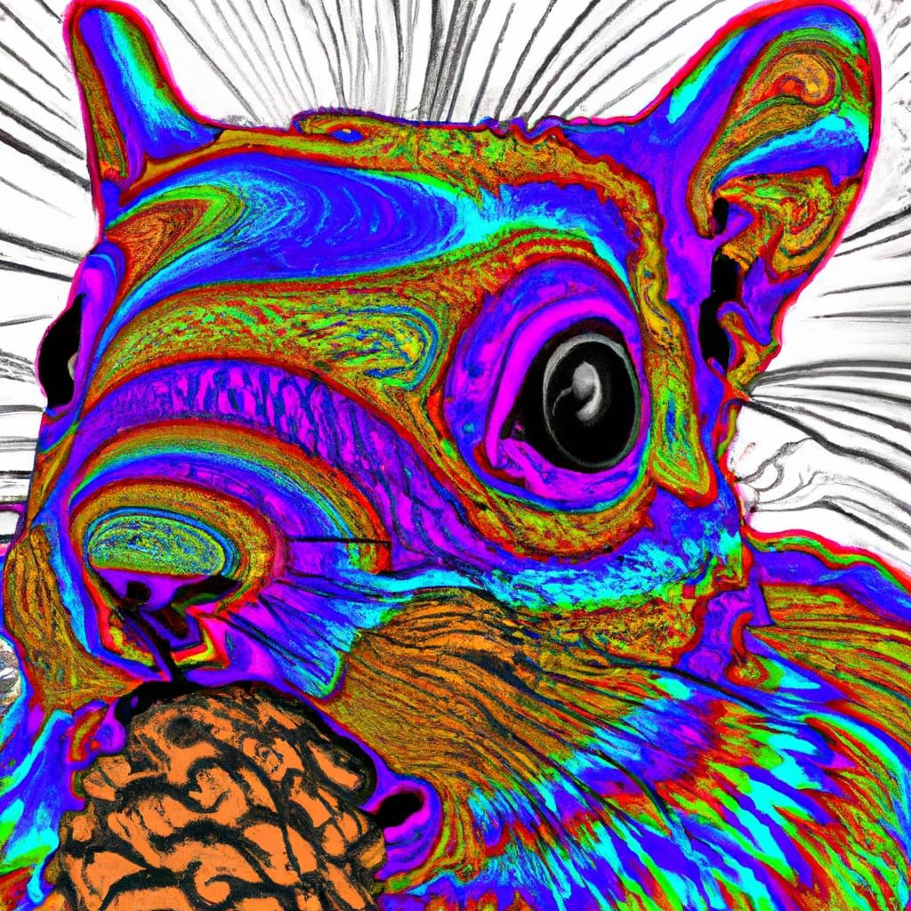Psychedelic squirrel with big eyes