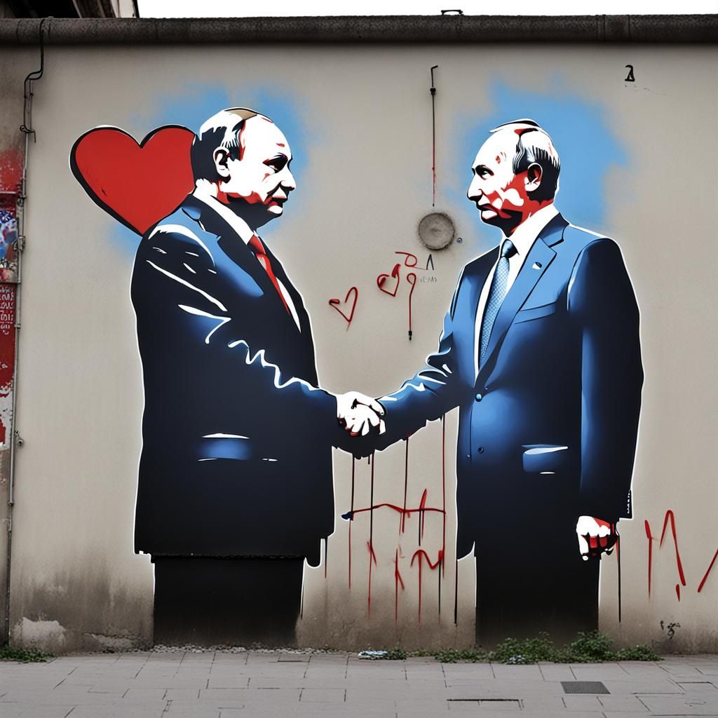 Political Graffiti Art in Banksy Style