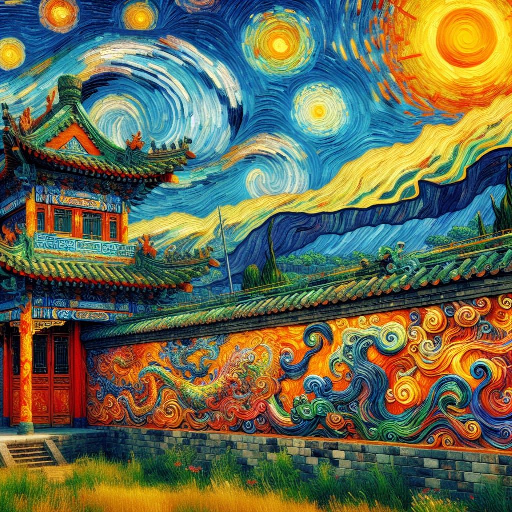 Chinese Wall Graffiti in Post-Impressionistic Style