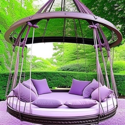 Lavender and Sliver Gothic Round Swing Bed with Pergola Roof and flower Planters& gothic vibes& ethereal vibes& magical ...