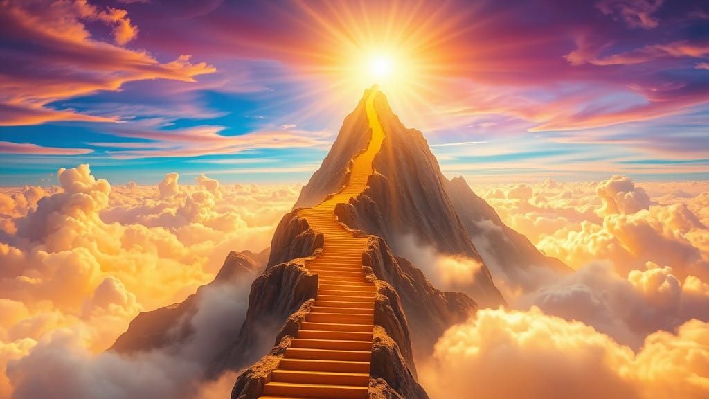 A Cosmic Path to Spiritual Ascension in Golden Elegance