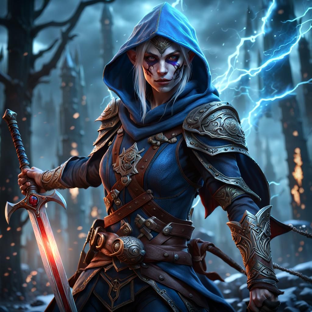 Elf Blood Hunter with Lightning Scimitar