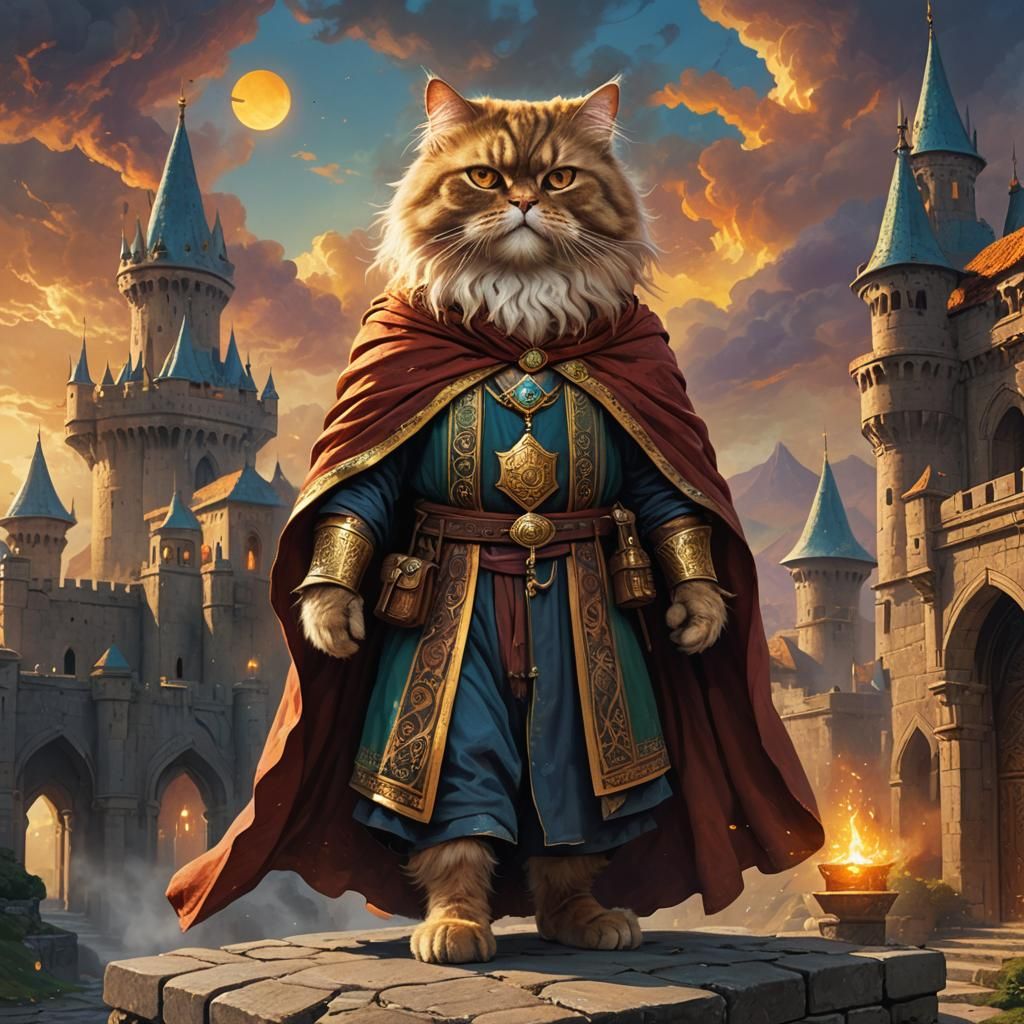 Persian Cat Wizard on Castle Grounds