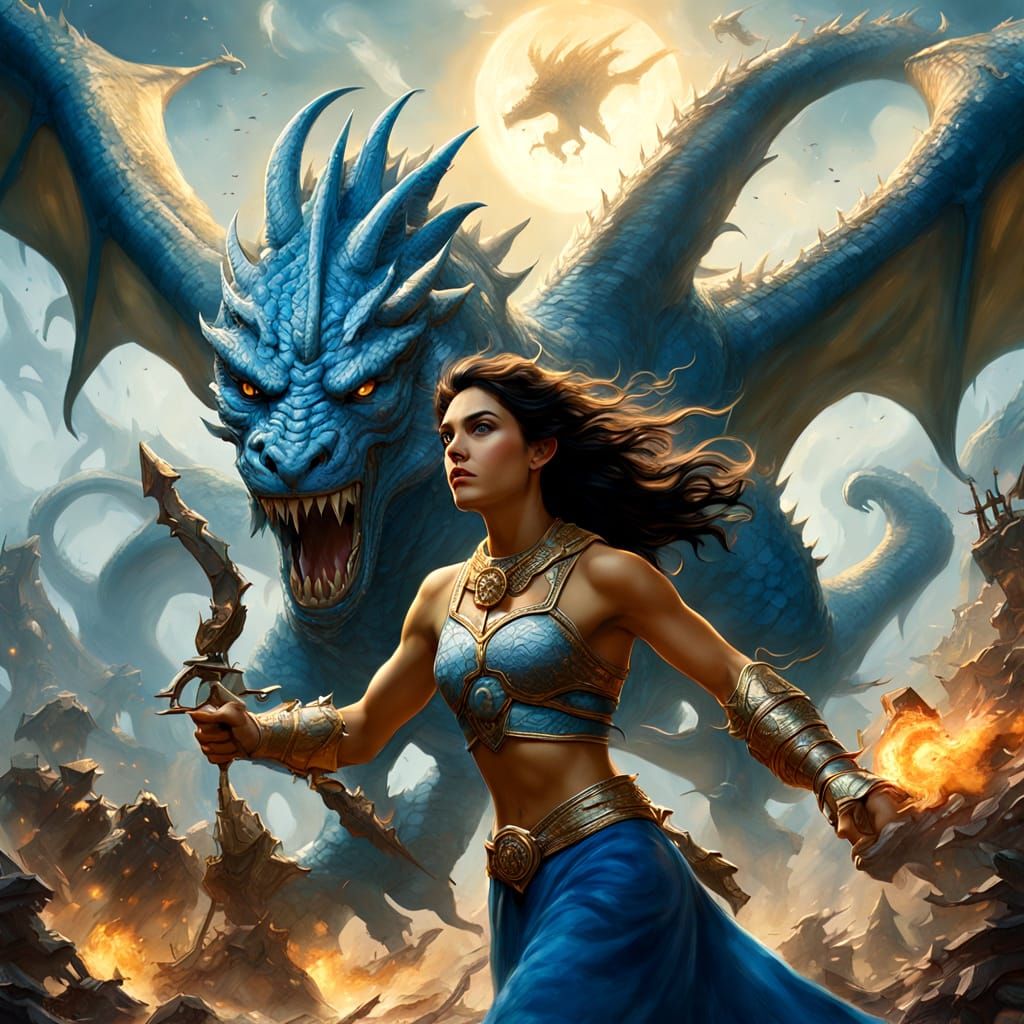 Dragon Rider Fantasy Art in Frazetta Style