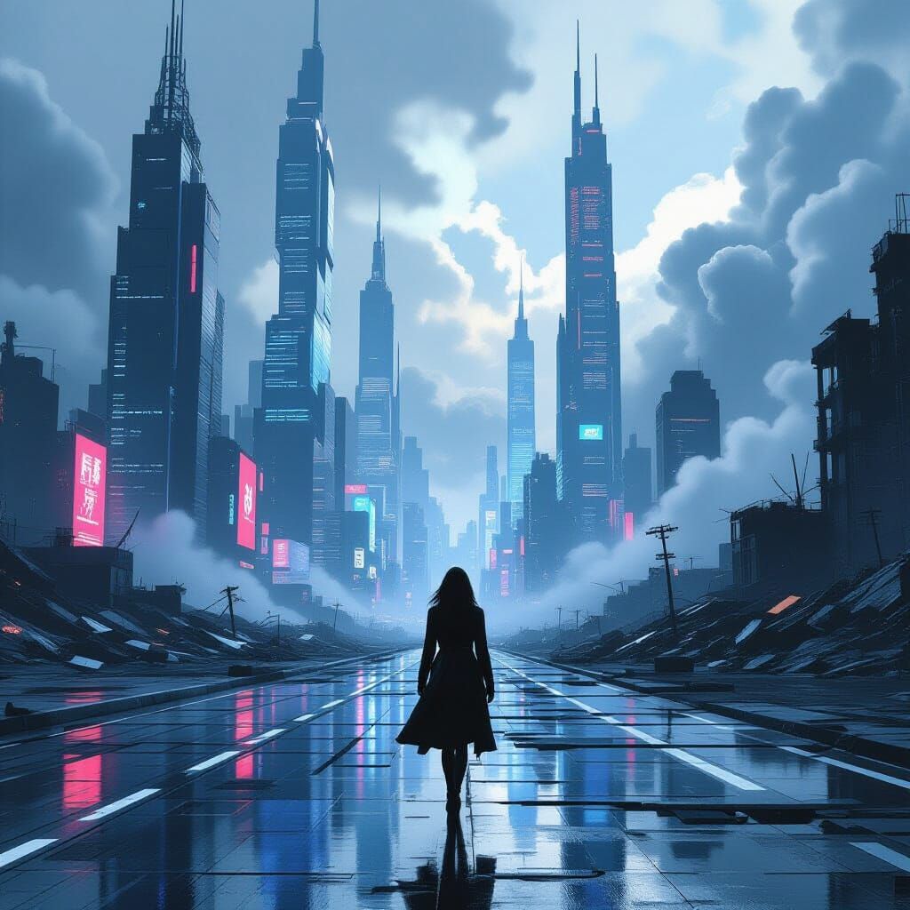 Futuristic Metropolis Divided: A Sci-Fi Concept Art