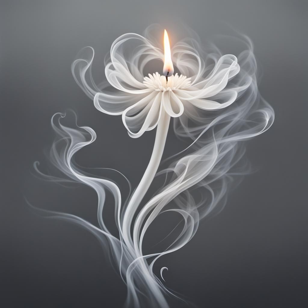 Ethereal Smoke Flower: Minimalist Line Art