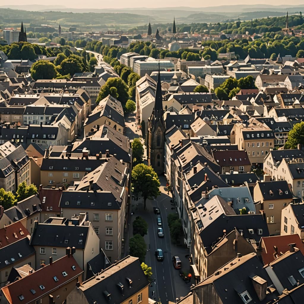 Kassel Cityscape Panorama on a Summer Day