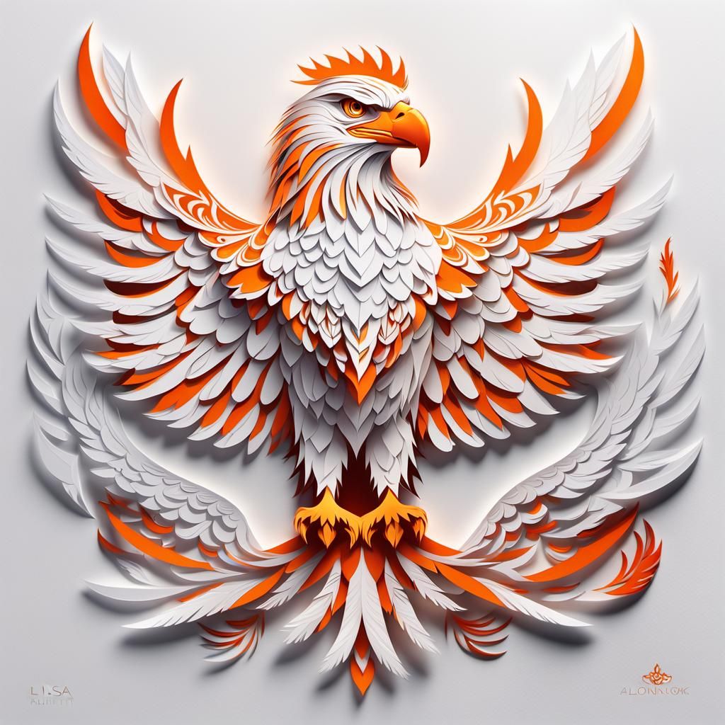 Majestic Eagle Kirigami with Fiery Feathers