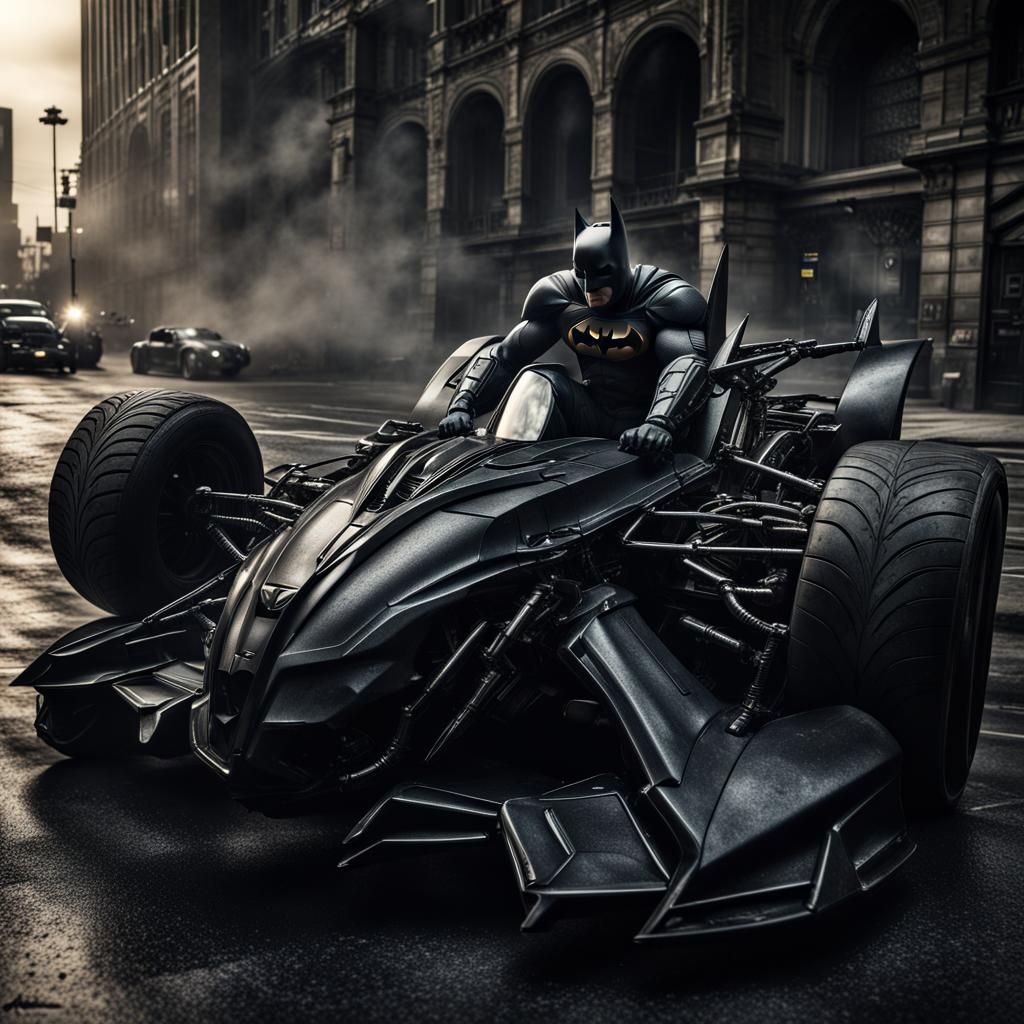 Batman and Batmobile: Hyperrealistic Dark Knight