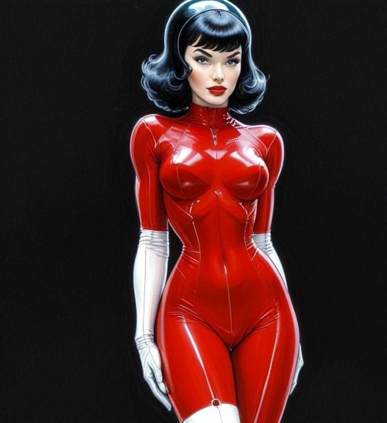 Retro Science Fiction Spacesuit in Sensual Pose