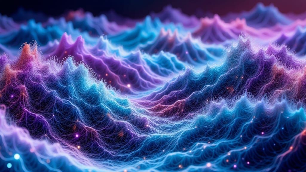 Abstract Fractal Landscape with Zentangle Patterns