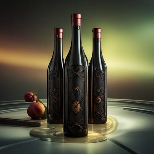 Fantastical Empty Wine Bottle in Detailed Matte Painting