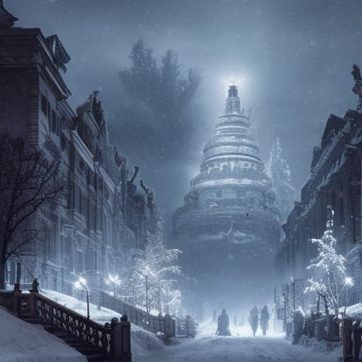 Blizzard Escapes Snow Globe in Digital Matte Painting