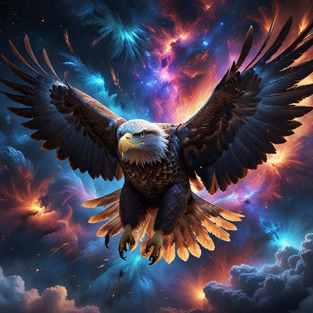 Majestic Eagle Soars Through Cosmic Nebula