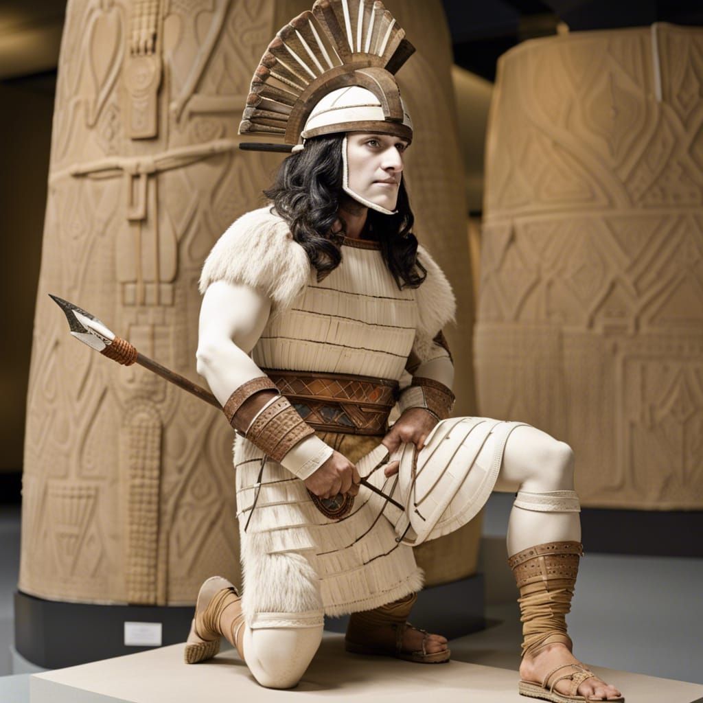 Sumerian Warrior in Traditional Costume: Hyperdetailed Portr...