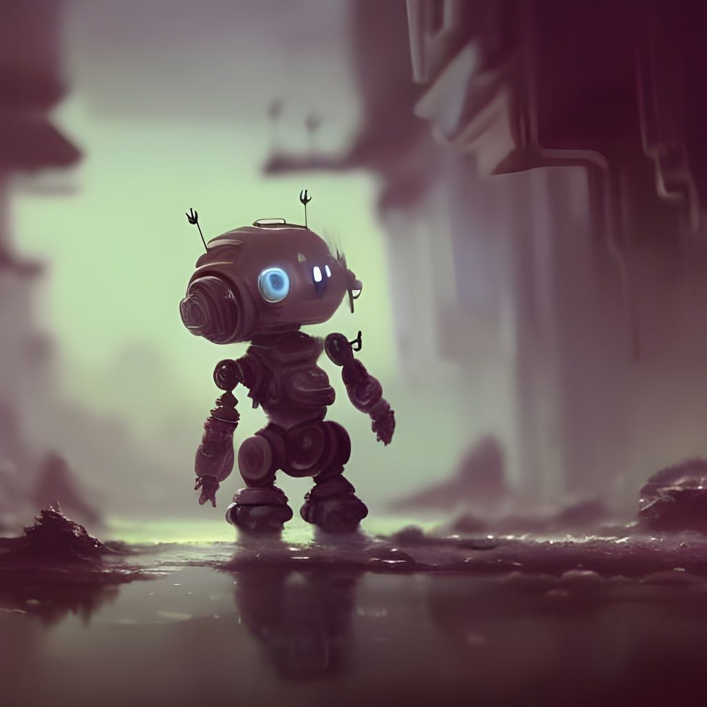 Intricate Pencil Sketch of a Cute Robot