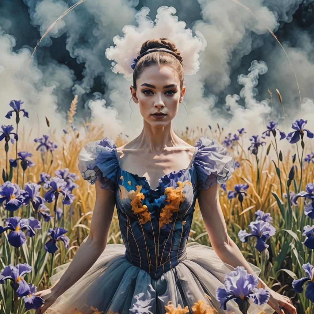 Smokey Ballerina in Iris Field: Digital Art