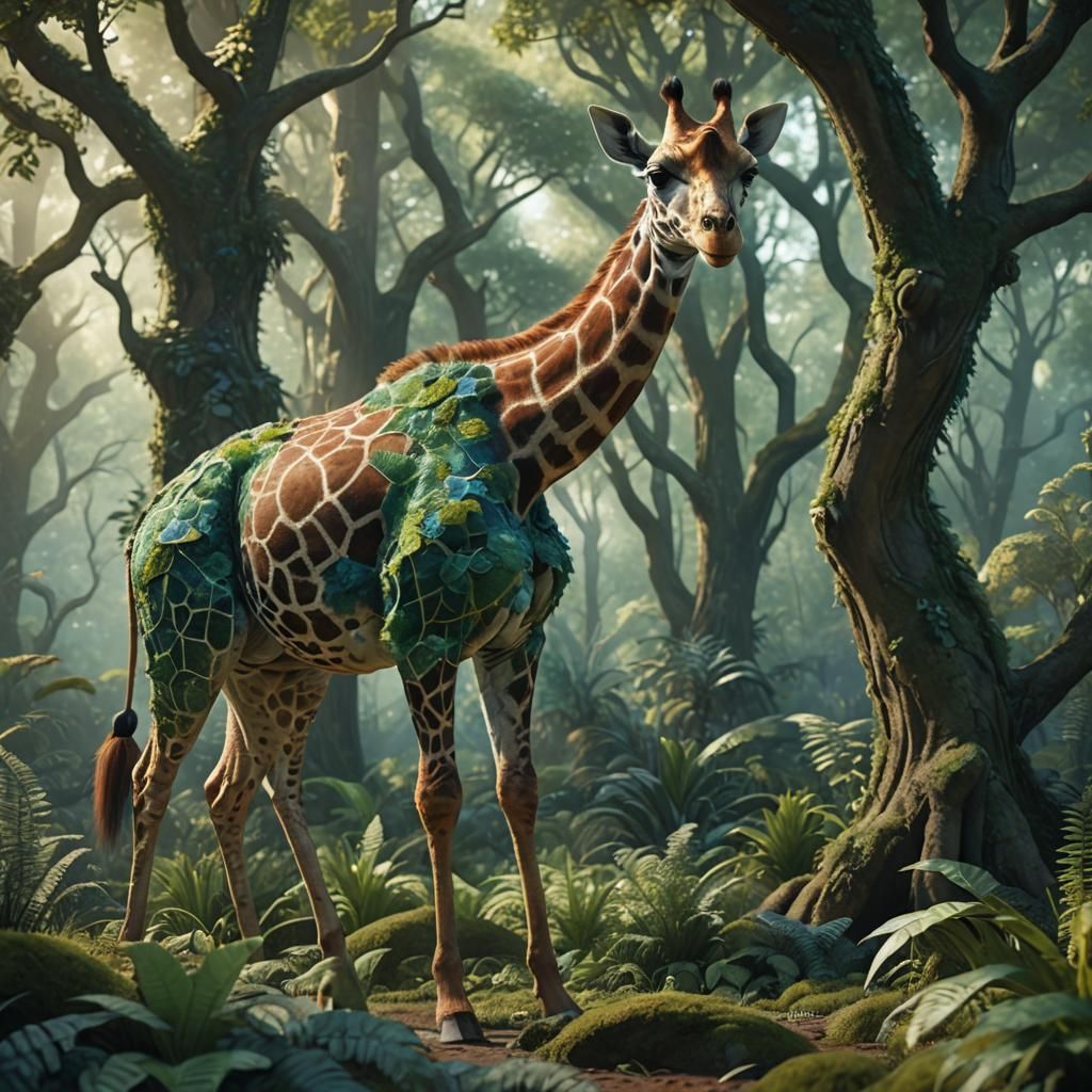Giraffe Squirrel Monster in Fantasy Forest