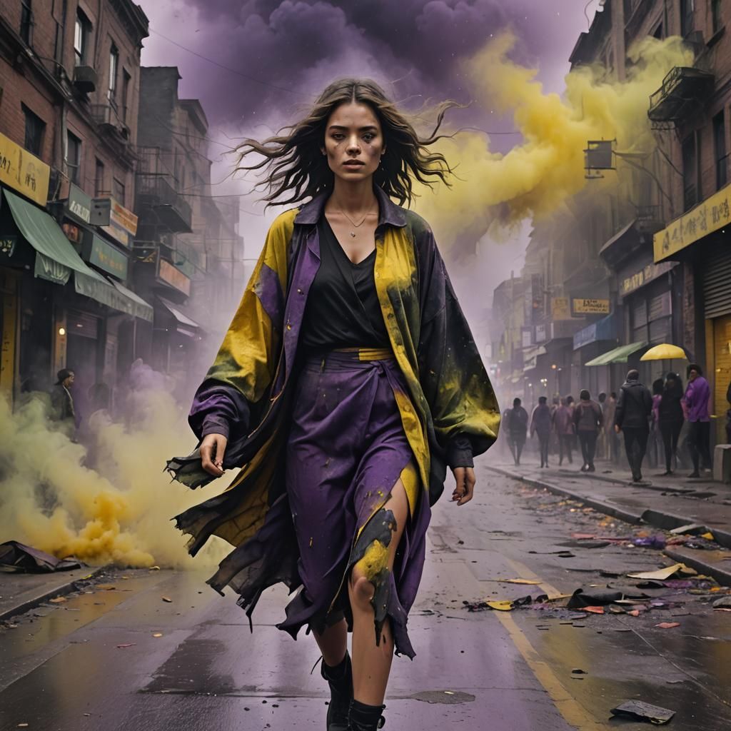 Ethereal Lady in Smoke, Mixed Media Art