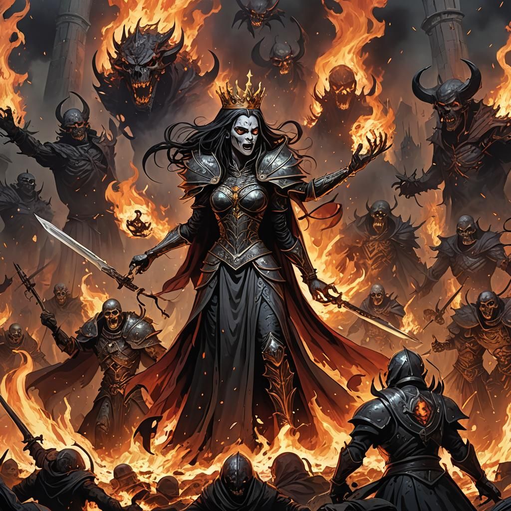 Wrathful Queen's Necromantic Inferno Over Kingdom