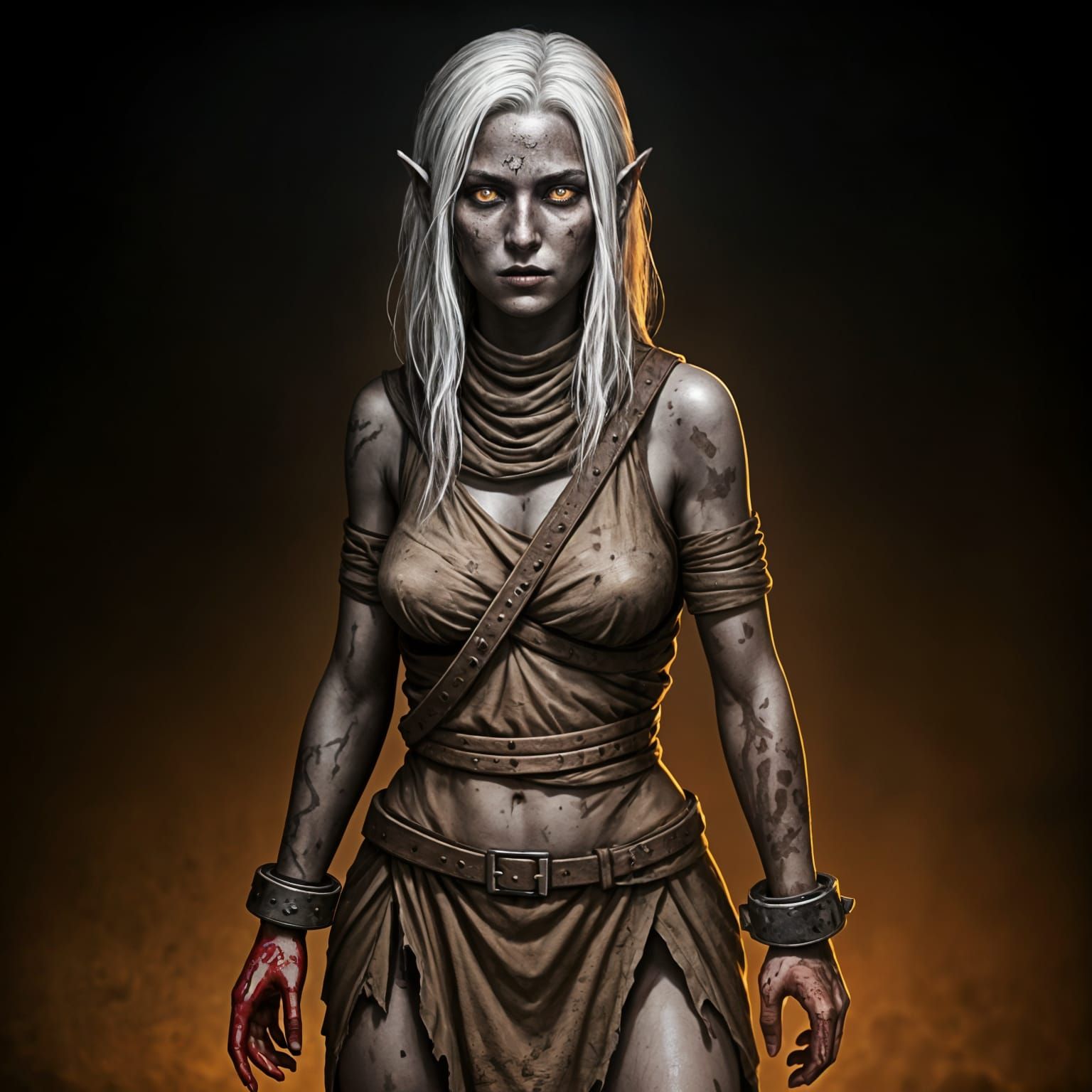 Wounded Drow Miner in Darkness