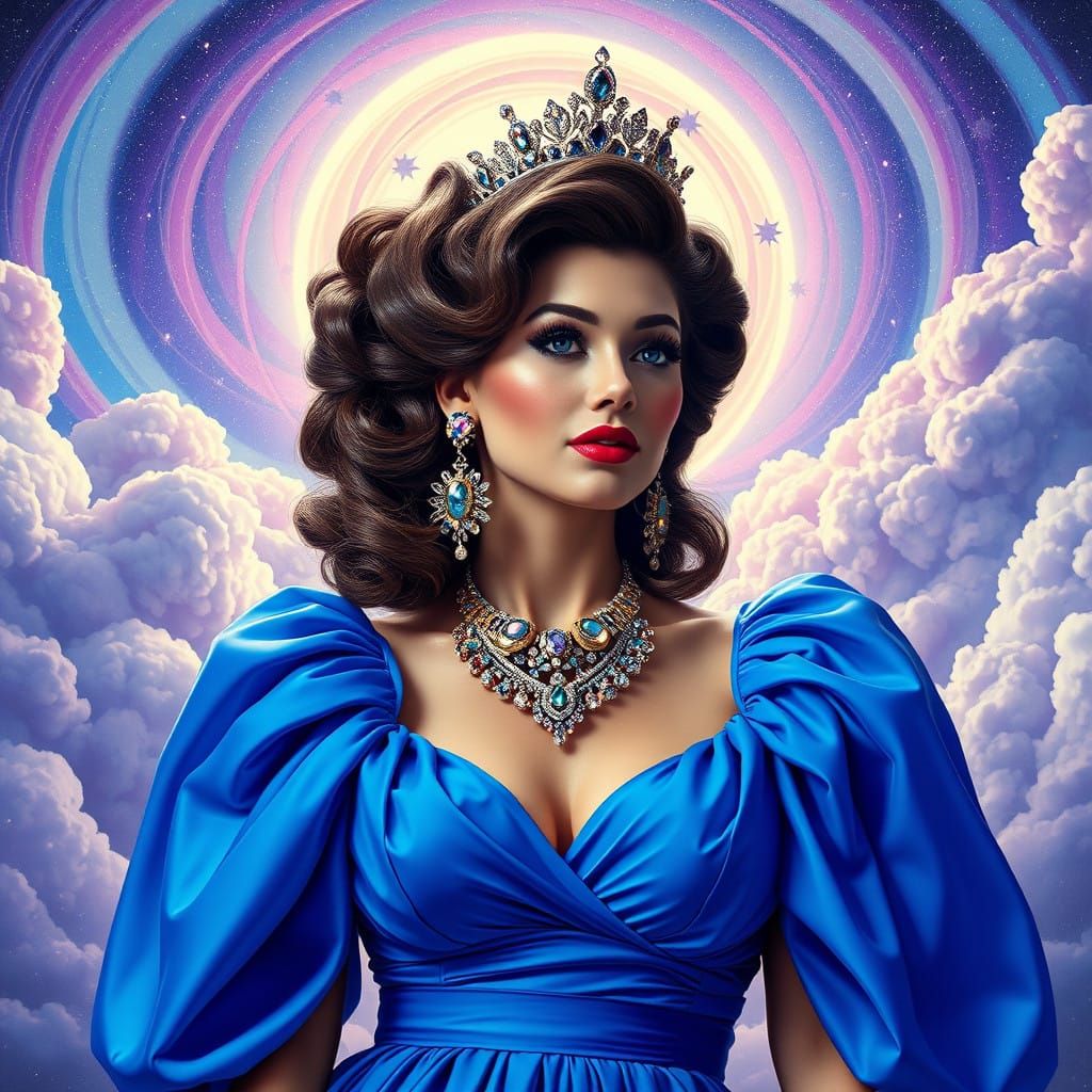 1980s Bridesmaid in Vibrant Blue Shoulder Padded Dress with....