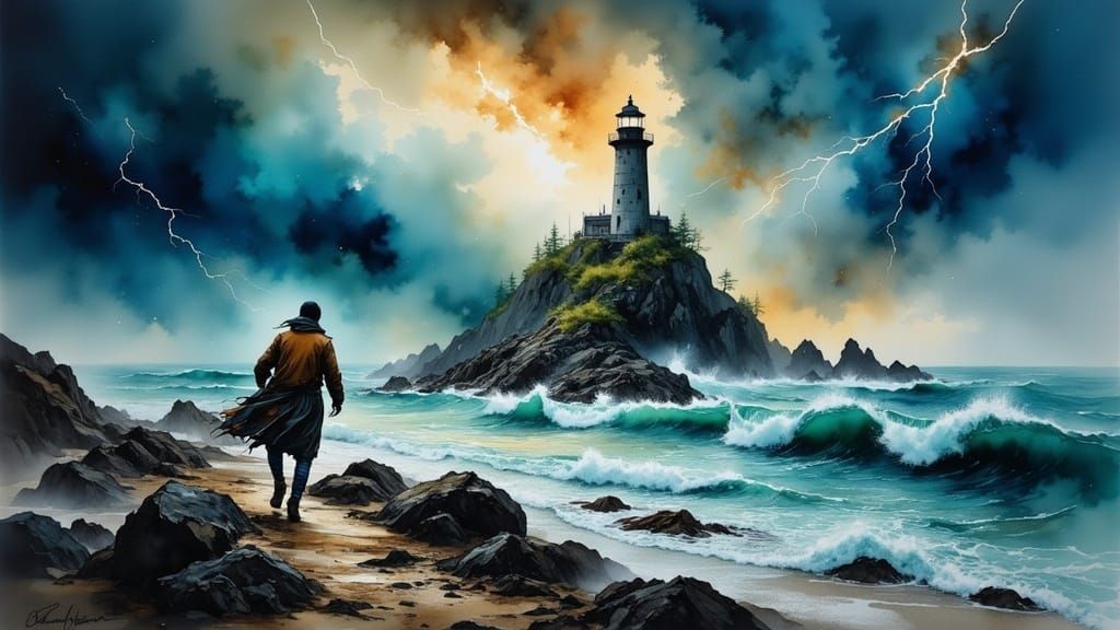 Turbulent Coast in Expressive Brushstrokes