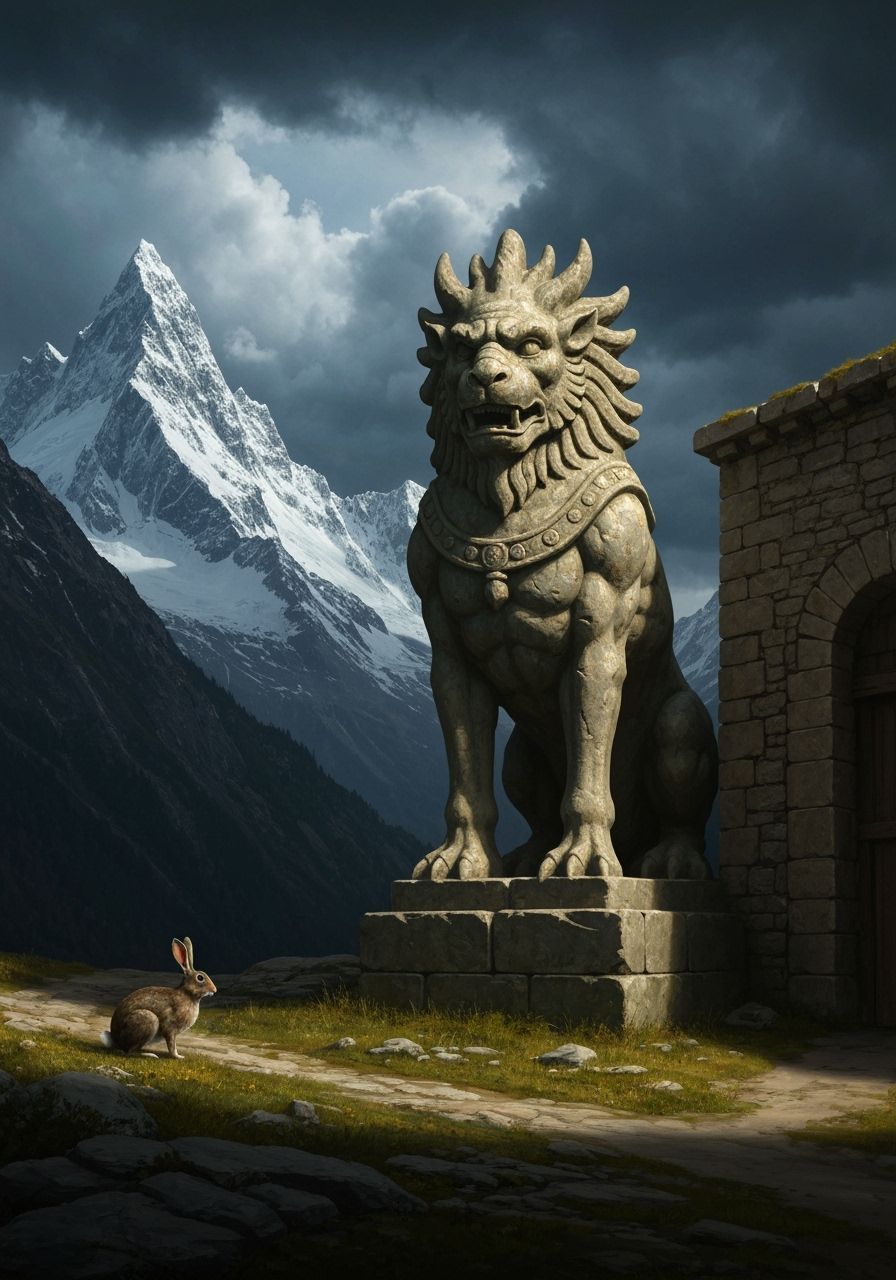 Mythical Stone Beast Guardian of Mountain Pass