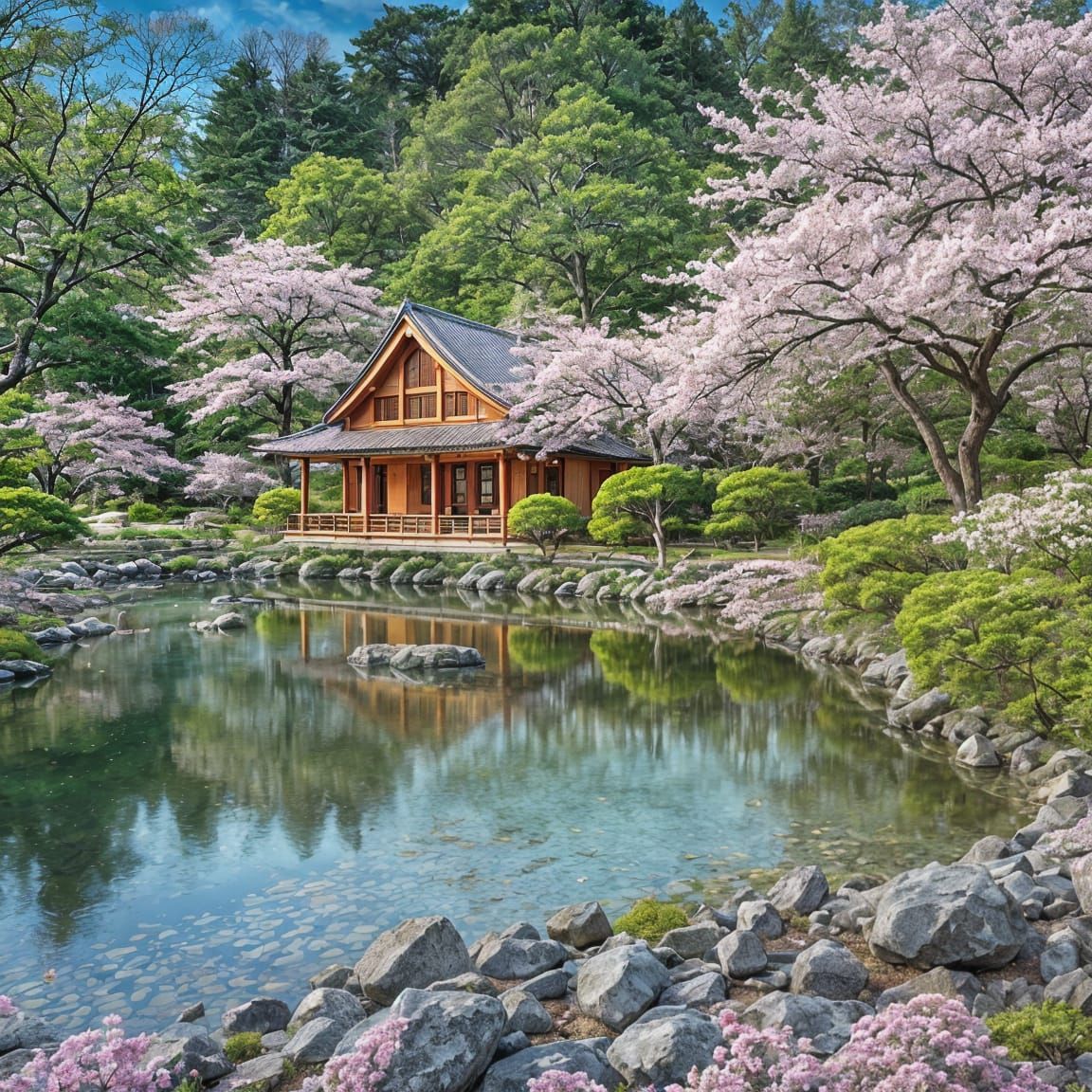 Sakura Tree House Under Supermoon Glow