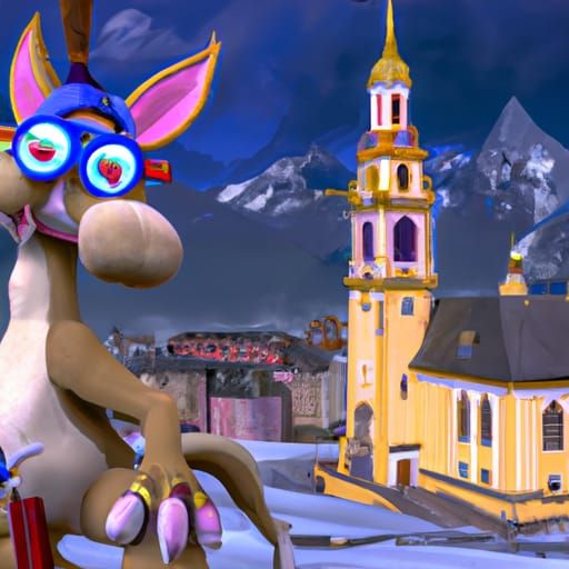 Chamois Mascot for 1928 Olympics: Detailed Matte Painting