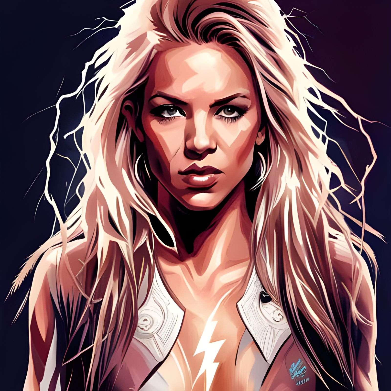 Electric Shakira Portrait in Comic Book Style