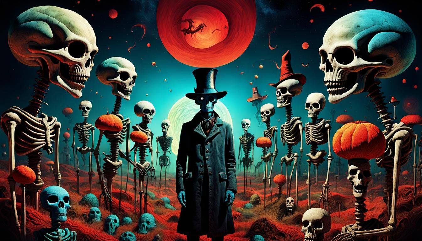 Surreal Alien Dreamscape with Scarecrows