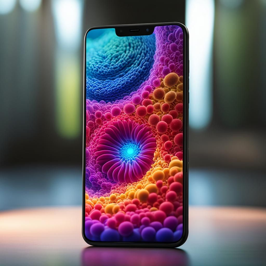 High Tech Smartphone Displaying Biological Cell