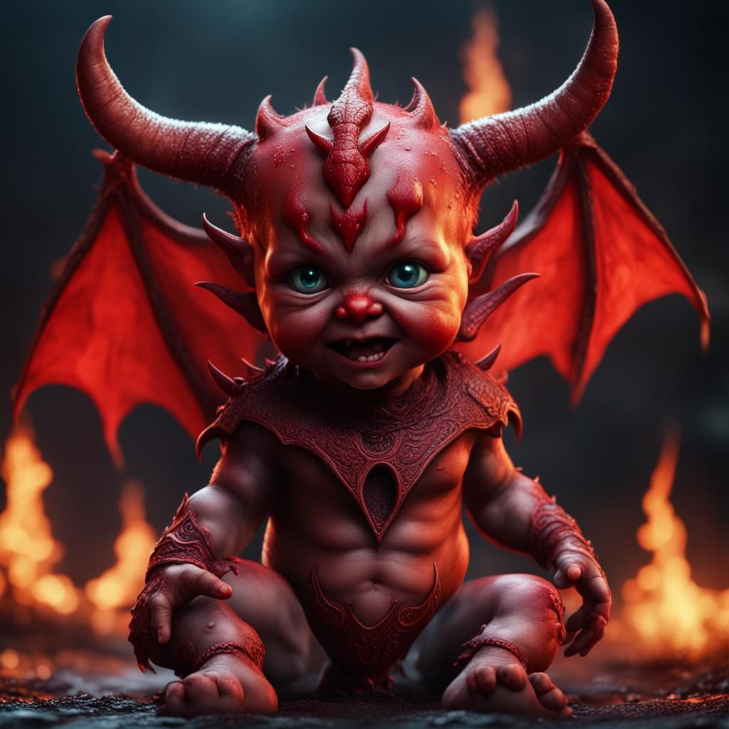 Realistic Baby Devil in Detailed Digital Painting