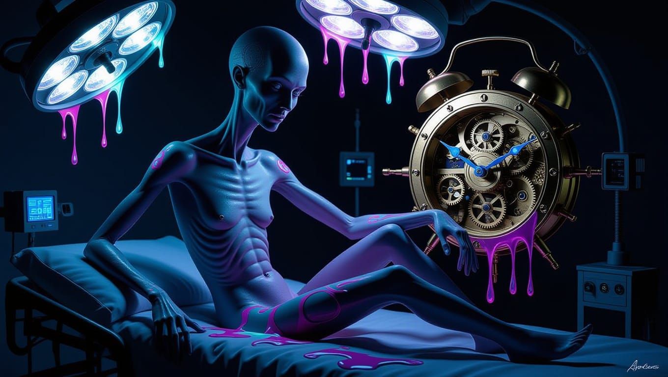 Surreal Medical Horror Scene with Distorted Proportions