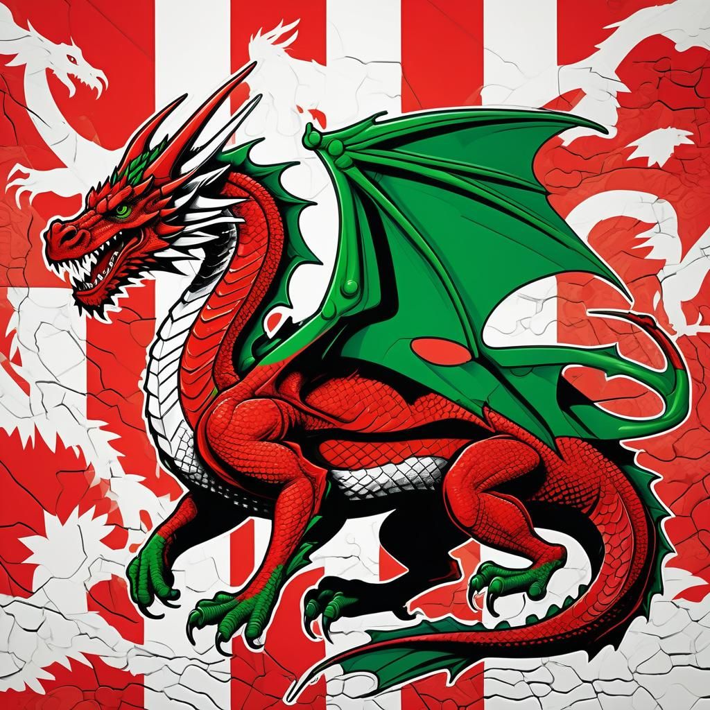 Welsh Dragon in Pop Art Style Illustration