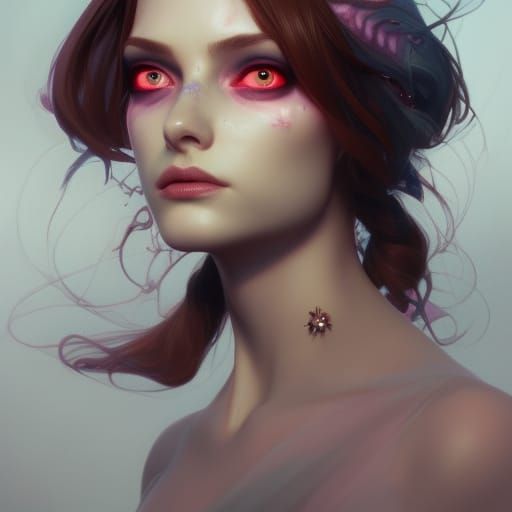 Detailed Portrait of an Evil Fairy in Digital Art Style