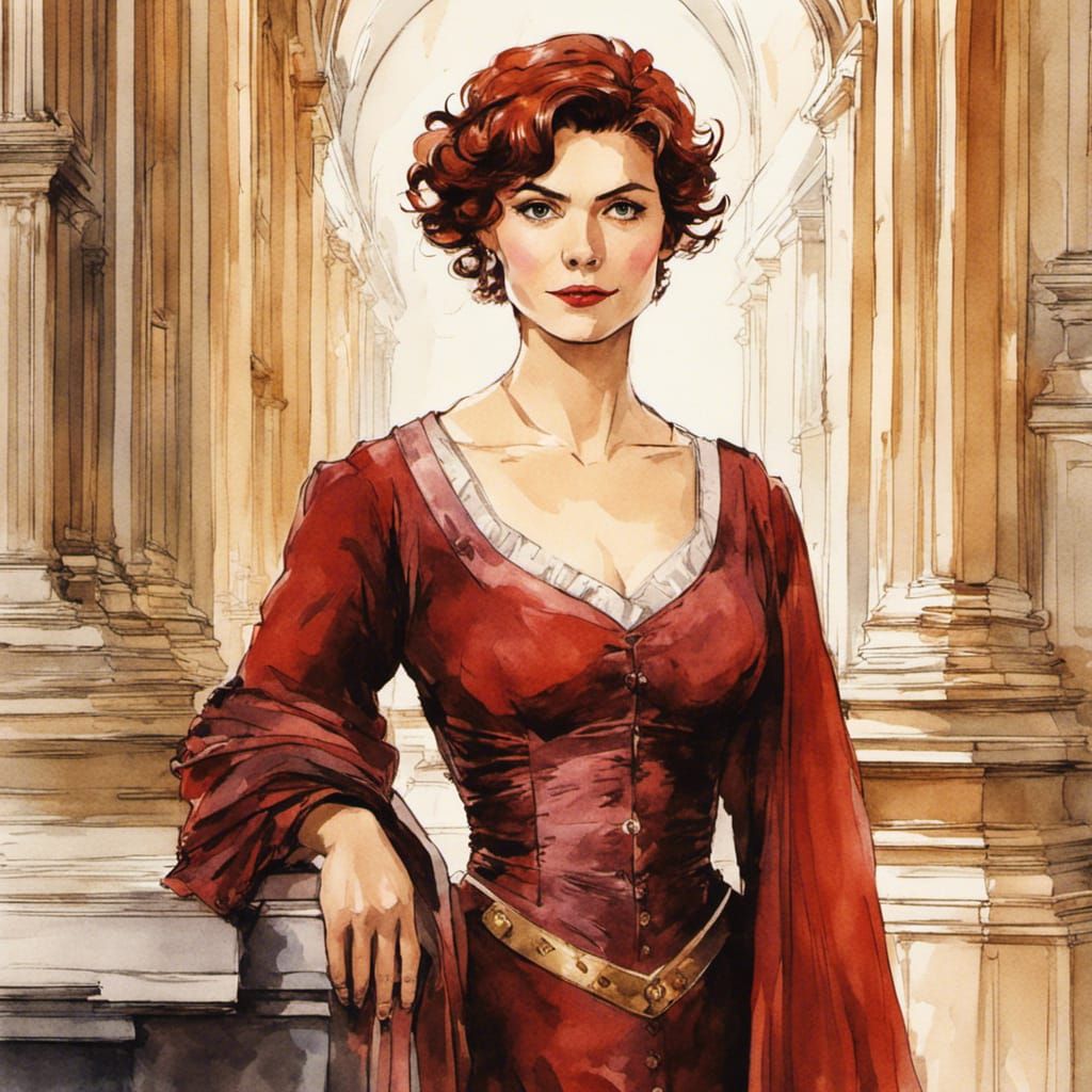 Renaissance Aristocrat in Comic Book Style Watercolor